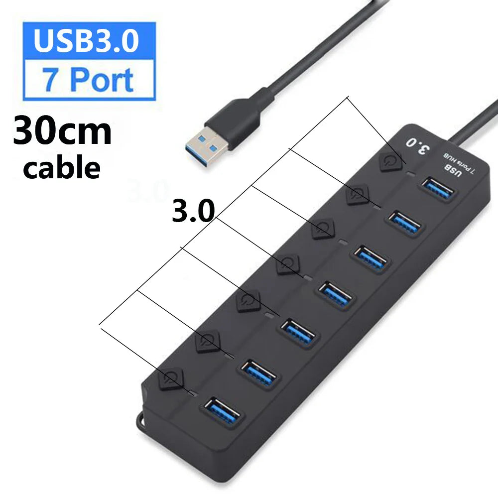 Skorter | 7-Port USB 3.0 Hub with Power Switch – PortMaster (1+1 FREE)