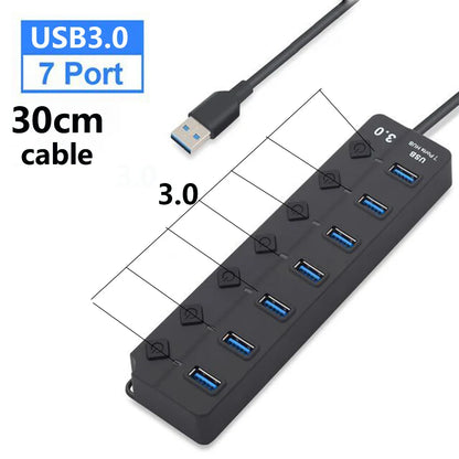 Skorter | 7-Port USB 3.0 Hub with Power Switch – PortMaster (1+1 FREE)