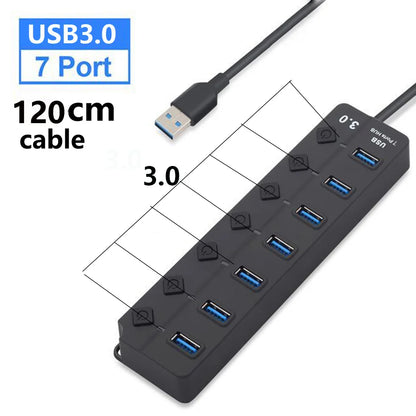 Skorter | 7-Port USB 3.0 Hub with Power Switch – PortMaster (1+1 FREE)
