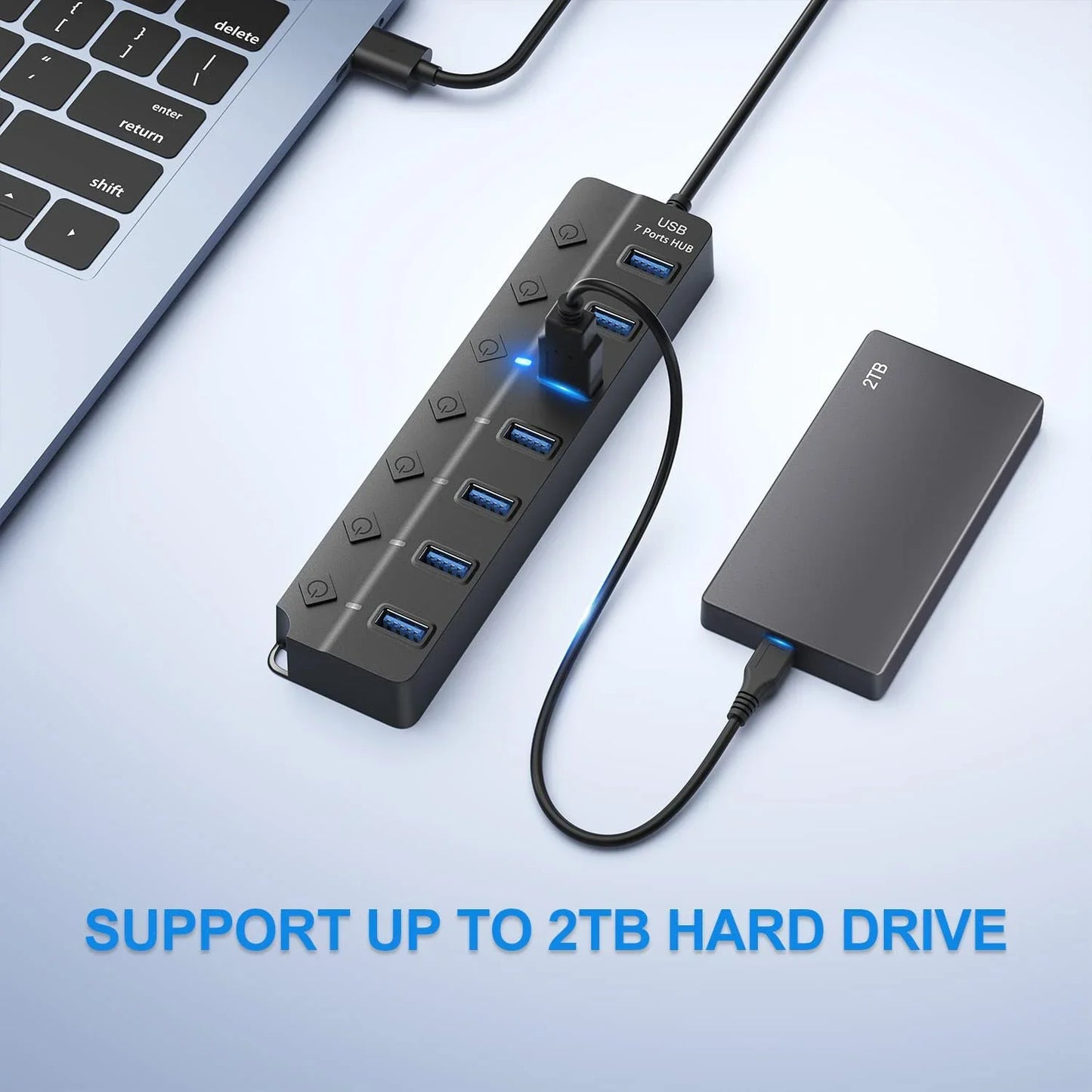 Skorter | 7-Port USB 3.0 Hub with Power Switch – PortMaster (1+1 FREE)