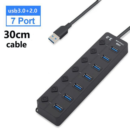 Skorter | 7-Port USB 3.0 Hub with Power Switch – PortMaster (1+1 FREE)