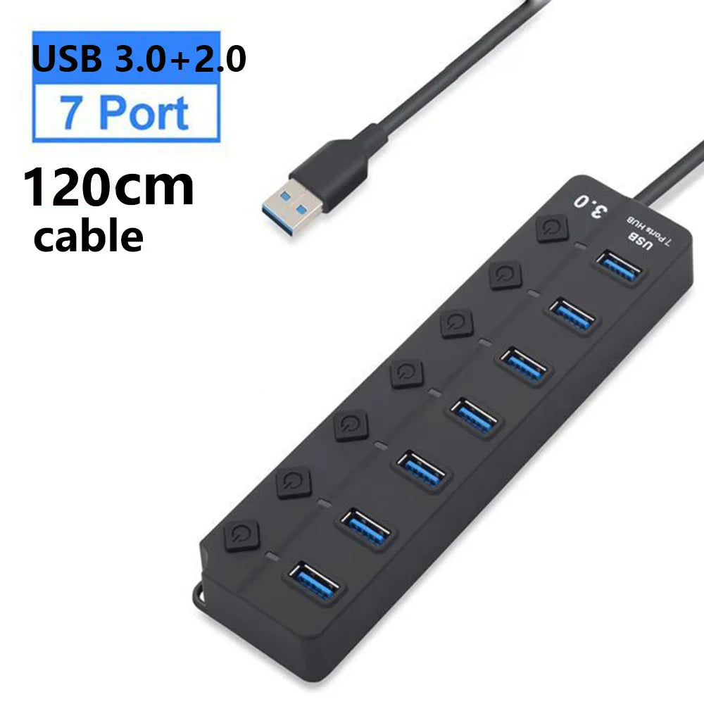 Skorter | 7-Port USB 3.0 Hub with Power Switch – PortMaster (1+1 FREE)