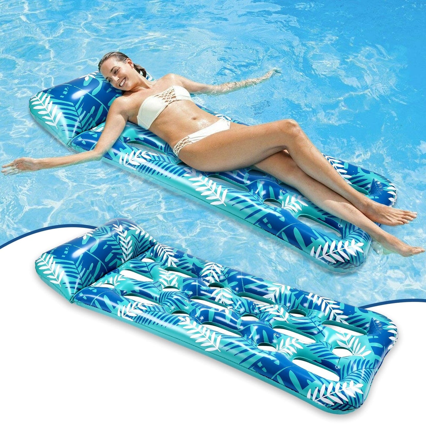 Skorter | 70" x 30" Inflatable Lounge Pool with Headrest