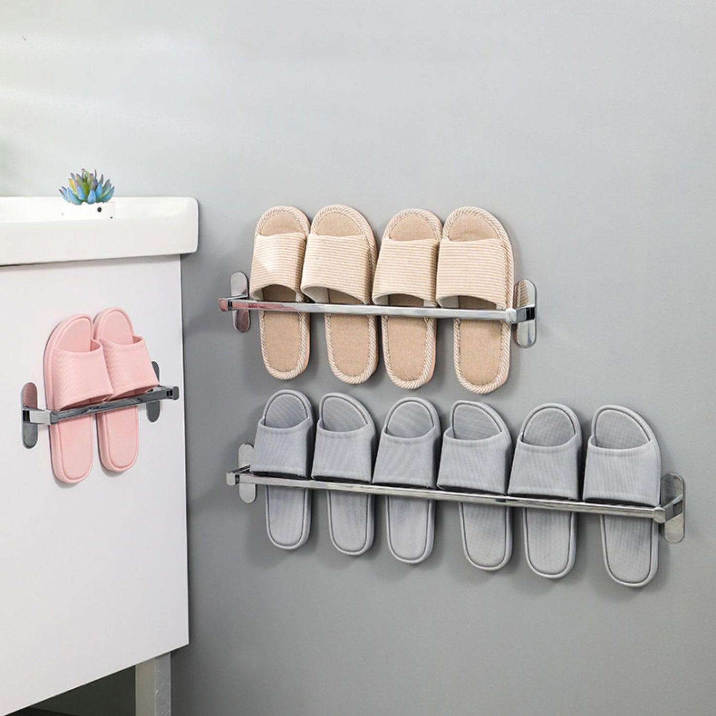 Skorter | 2-Piece Stainless Steel Slip-Resistant Modern Chrome Bathroom Hardware Set