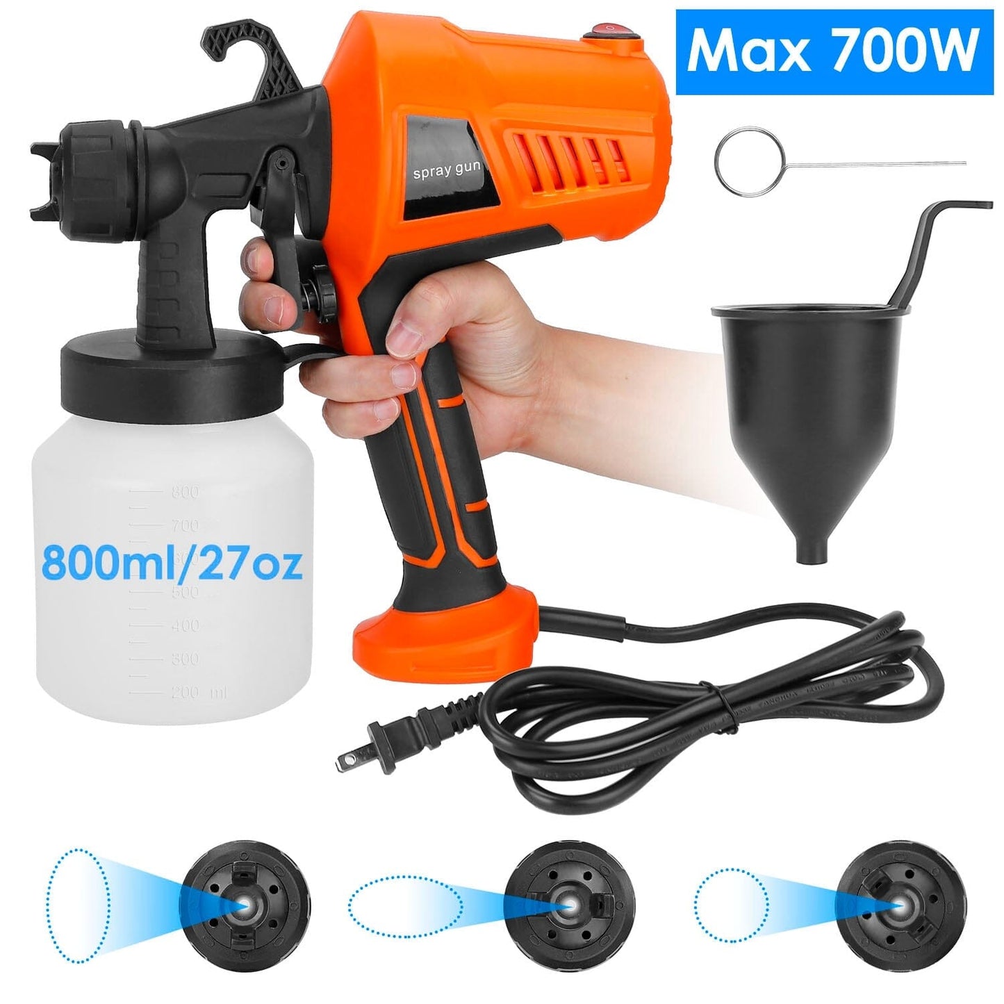Skorter | 700W Electric Paint Sprayer Handheld with 3 Spray Patterns 800ml