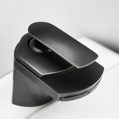 Skorter | Bathroom Sink Faucet Lever Handle Brass Waterfall Spout Sink Faucet