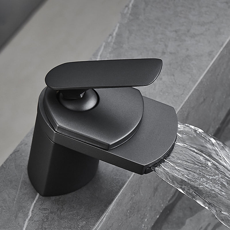 Skorter | Bathroom Sink Faucet Lever Handle Brass Waterfall Spout Sink Faucet