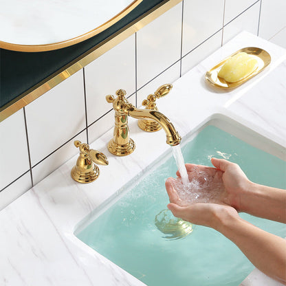 Skorter | European Style Widespread Sink Mixer Brass 2 Handle Bathroom Vessel Mixer with Hoses