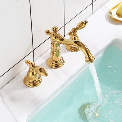 Skorter | European Style Widespread Sink Mixer Brass 2 Handle Bathroom Vessel Mixer with Hoses