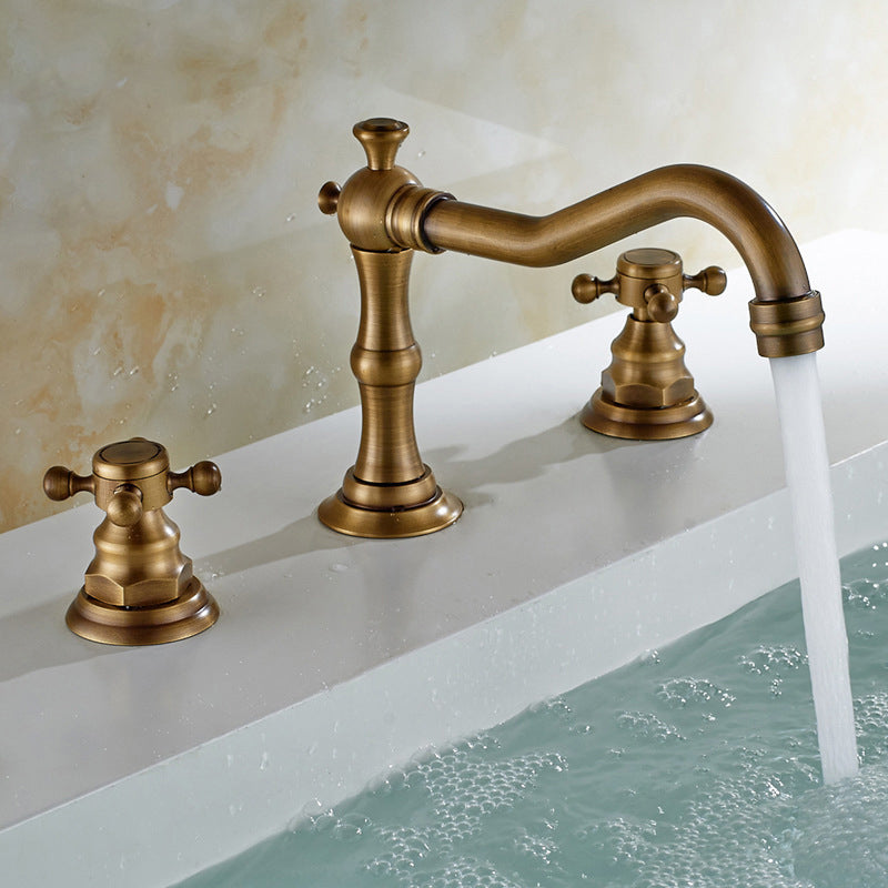 Skorter | European Style Widespread Sink Mixer Brass 2 Handle Bathroom Vessel Mixer with Hoses