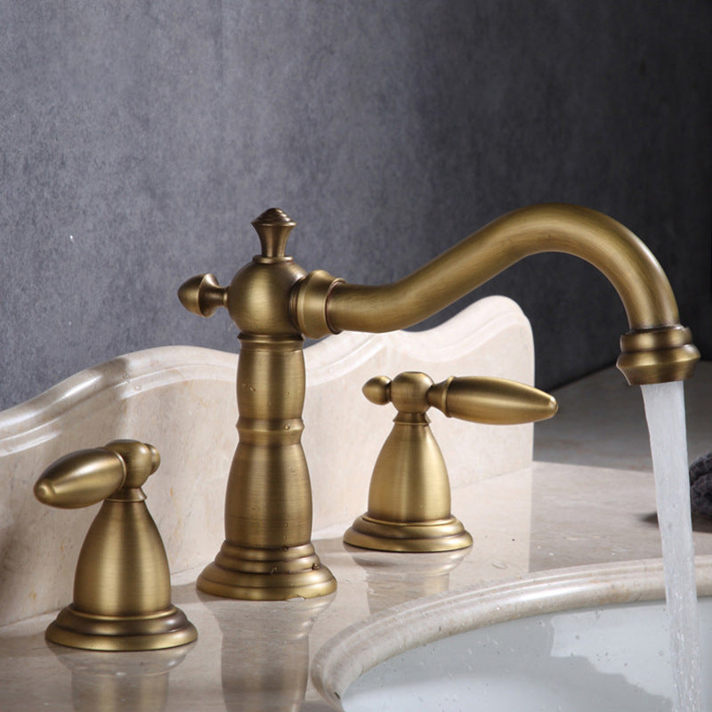 Skorter | European Style Widespread Basin Mixer Brass 2 Handle Bathroom Vessel Mixer with Hoses