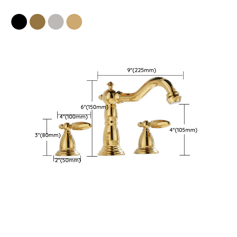 Skorter | European Style Widespread Basin Mixer Brass 2 Handle Bathroom Vessel Mixer with Hoses