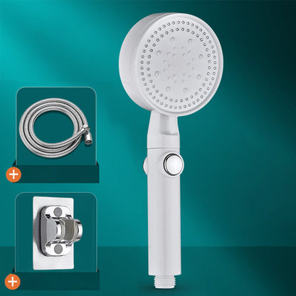 Skorter | 5 Sprays Shower Head Round Wall Mounted Plastic Wall Connector Holder Handheld Shower Head