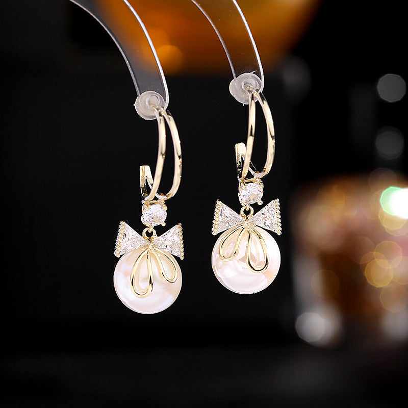 Skorter | Bow Pearl Earrings