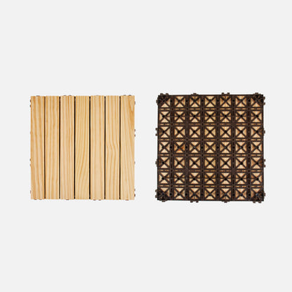 Skorter | 7-Slat Square Wood Terrace Tiles Laying Pattern Outdoor Terrace Tiles
