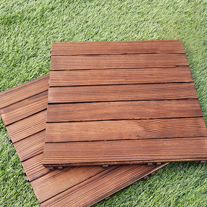 Skorter | 7-Slat Square Wooden Terrace Tiles Click Installation Outdoor Floor Tiles