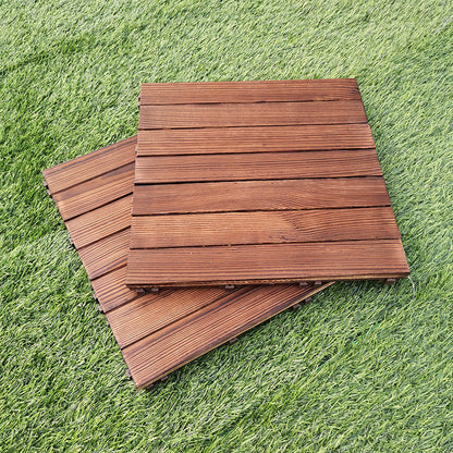 Skorter | 7-Slat Square Wooden Terrace Tiles Click Installation Outdoor Floor Tiles