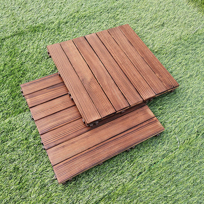 Skorter | 7-Slat Square Wooden Terrace Tiles Click Installation Outdoor Floor Tiles