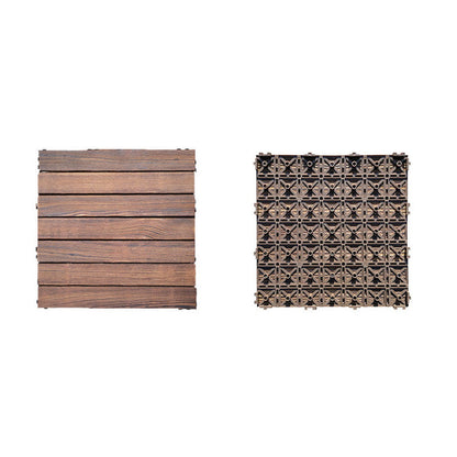 Skorter | 7-Slat Square Wooden Terrace Tiles Click Installation Outdoor Floor Tiles