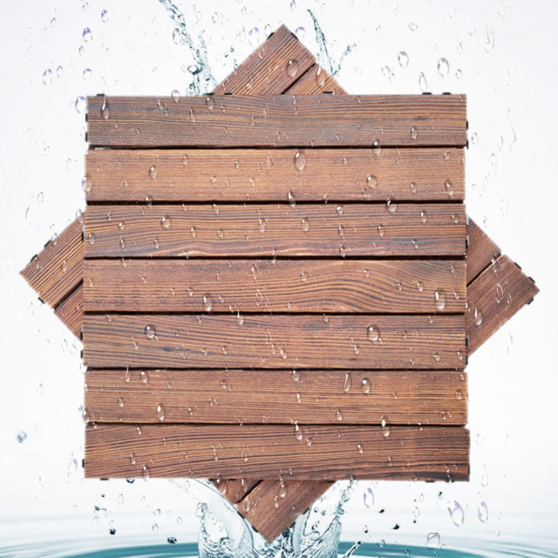 Skorter | 7-Slat Square Wooden Terrace Tiles Click Installation Outdoor Floor Tiles