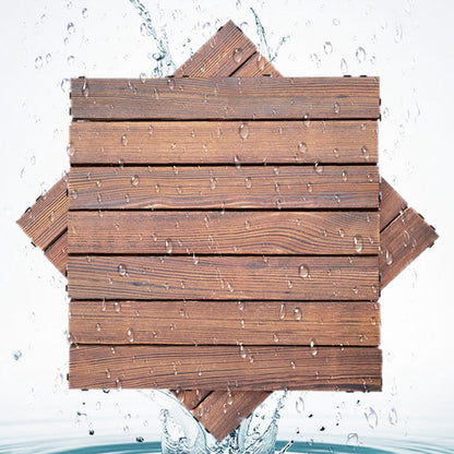 Skorter | 7-Slat Square Wooden Terrace Tiles Click Installation Outdoor Floor Tiles