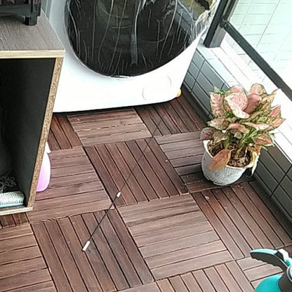 Skorter | 7-Slat Square Wooden Terrace Tiles Click Installation Outdoor Floor Tiles