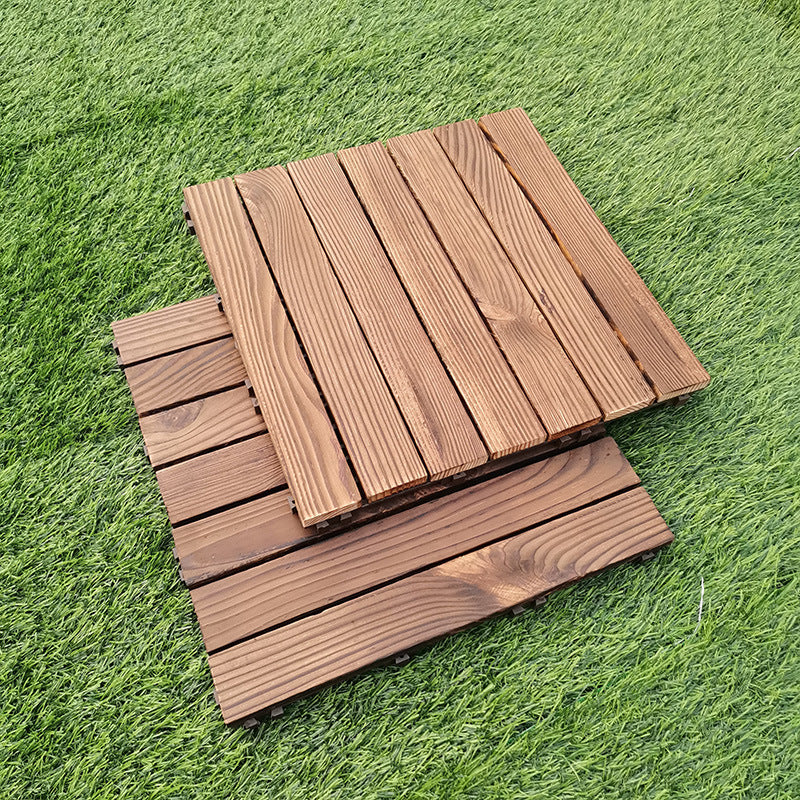 Skorter | 7-Slat Square Wood Floor Tiles Click Installation Outdoor Floor Tiles