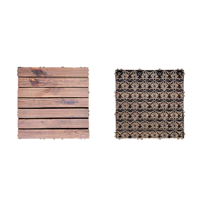 Skorter | 7-Slat Square Wood Floor Tiles Click Installation Outdoor Floor Tiles