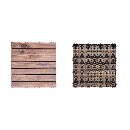 Skorter | 7-Slat Square Wood Floor Tiles Click Installation Outdoor Floor Tiles