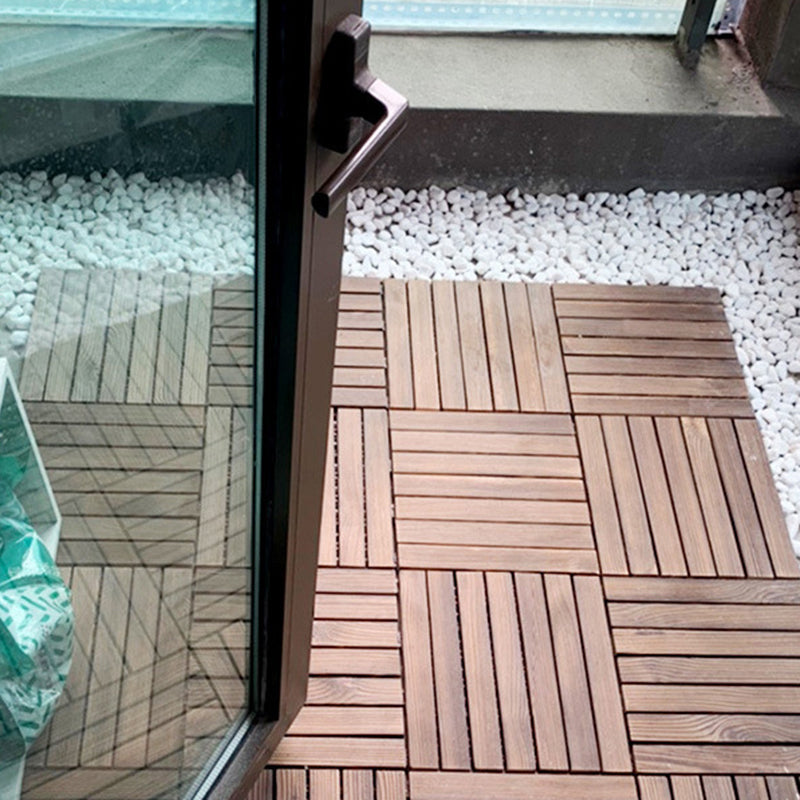 Skorter | 7-Slat Square Wood Floor Tiles Click Installation Outdoor Floor Tiles