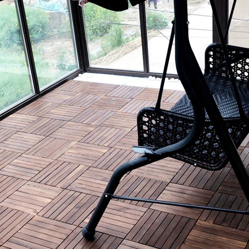 Skorter | 7-Slat Square Wood Floor Tiles Click Installation Outdoor Floor Tiles