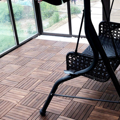 Skorter | 7-Slat Square Wood Floor Tiles Click Installation Outdoor Floor Tiles