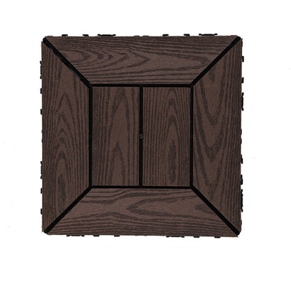 Skorter | 12" X 12" PVC 6-Slat Square Patio Tiles Snap Fit Installation Outdoor Floor Tiles