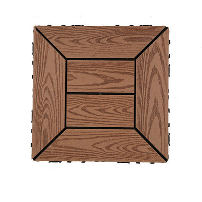 Skorter | 12" X 12" PVC 6-Slat Square Patio Tiles Snap Fit Installation Outdoor Floor Tiles