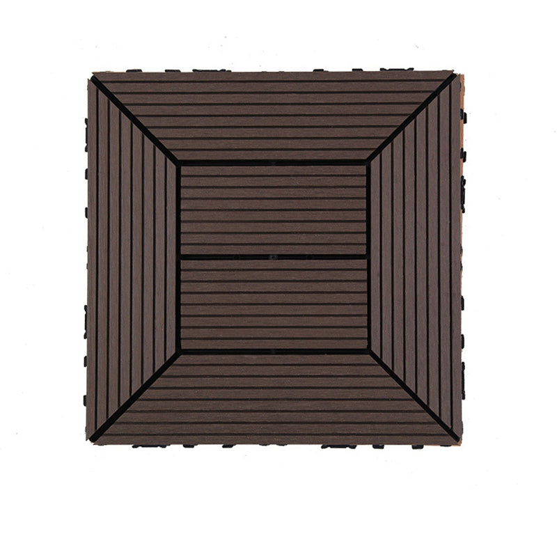 Skorter | 12" X 12" PVC 6-Slat Square Patio Tiles Snap Fit Installation Outdoor Floor Tiles
