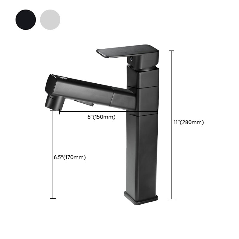 Skorter | Bathroom faucet with pull-out lever handle single-hole sink faucet