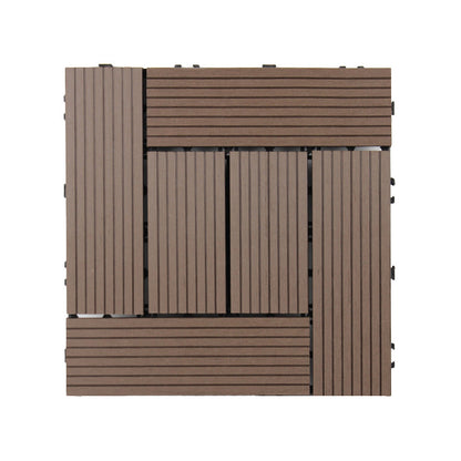 Skorter | 30 cm x 30 cm Square PVC Terrace Tiles Snap Installation Outdoor Floor Tiles