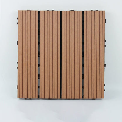 Skorter | 30 cm x 30 cm Square PVC Terrace Tiles Snap Installation Outdoor Floor Tiles