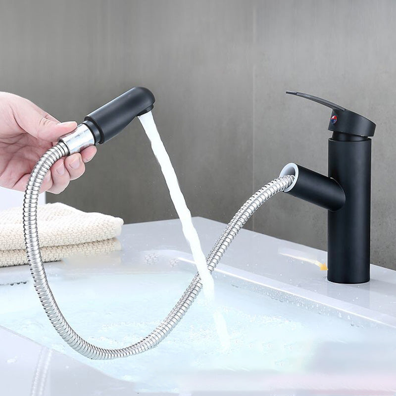 Skorter | Contemporary Bath Water Faucet Brass Lever Handle Pull-Out Sink Faucet