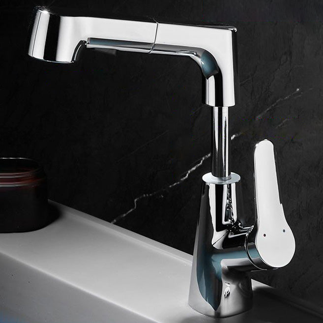 Skorter | Contemporary Bath Faucet Brass Lever Handle Pull-Out Sink Faucet