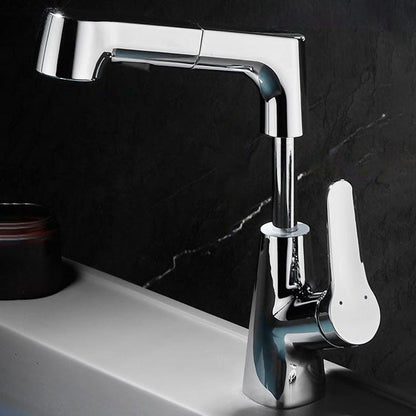 Skorter | Contemporary Bath Faucet Brass Lever Handle Pull-Out Sink Faucet