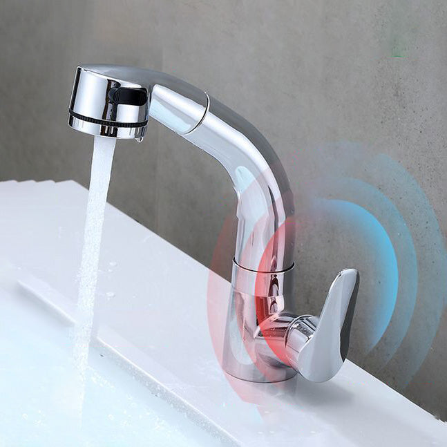 Skorter | Contemporary Bath Water Faucet Brass Lever Handle Pull-Out Sink Faucet