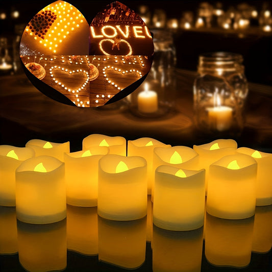 Skorter | 24/50/100 Pack flameless LED candles – battery-operated flickering tealights, smokeless and romantic for weddings and engagements