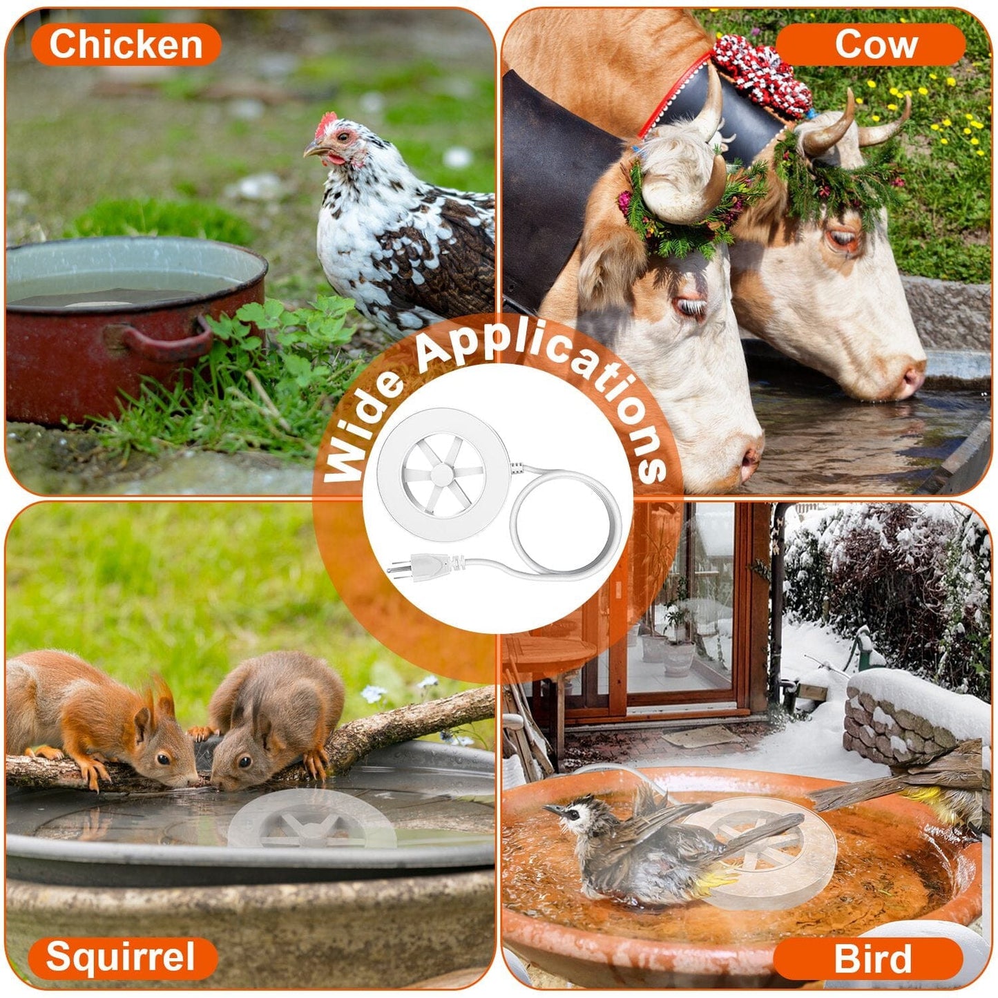 Skorter | 70W Bird Bath Insulating Aluminum Body Hot Water with Thermostat Automatic Shutdown