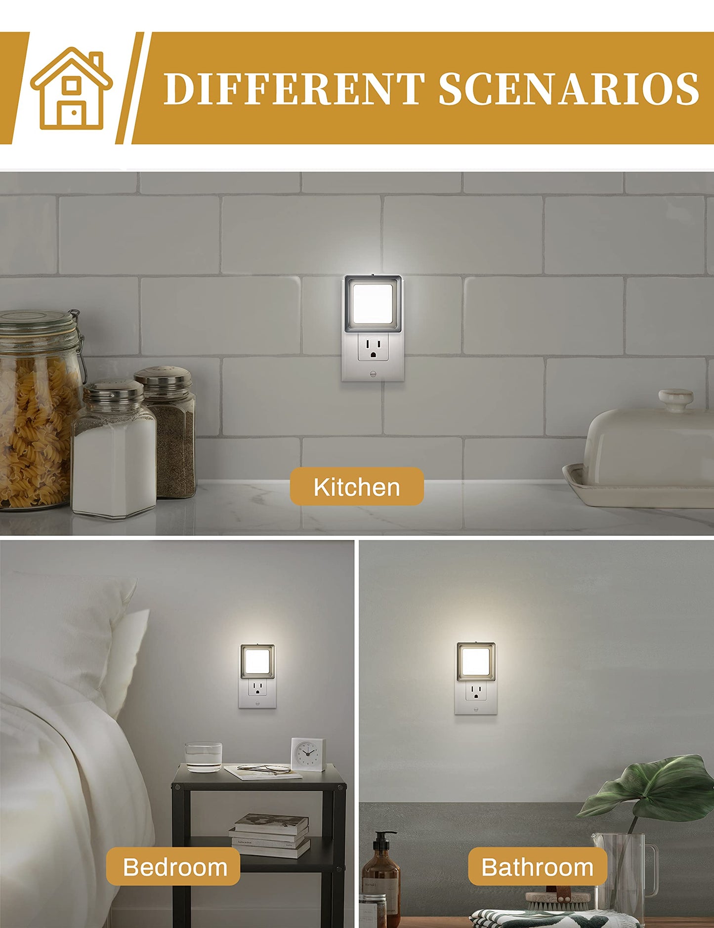 Skorter | Doresshop LED Night Light, 4 Pack Dusk Till Dawn Sensor, Daylight White For Home And Kids