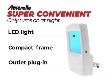 Skorter | Amerelle Always-On Blue Night Light - 4 Pack LED Plug-In Light for Bedroom, Bathroom, Children's Room