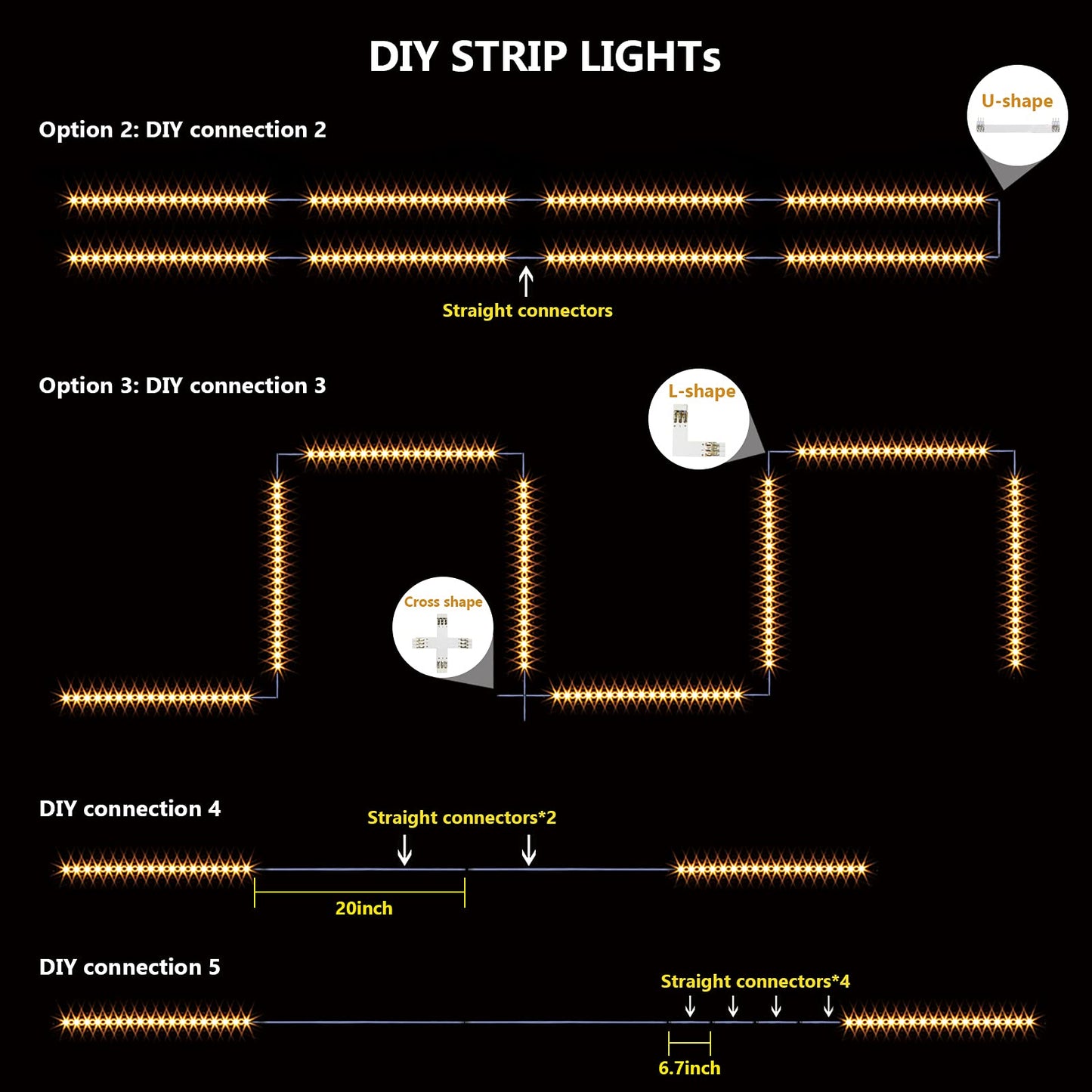 Skorter | Wobane 8Pcs Under Cabinet LED Light Bars, 12" Warm White, Kitchen & Home Display Lighting