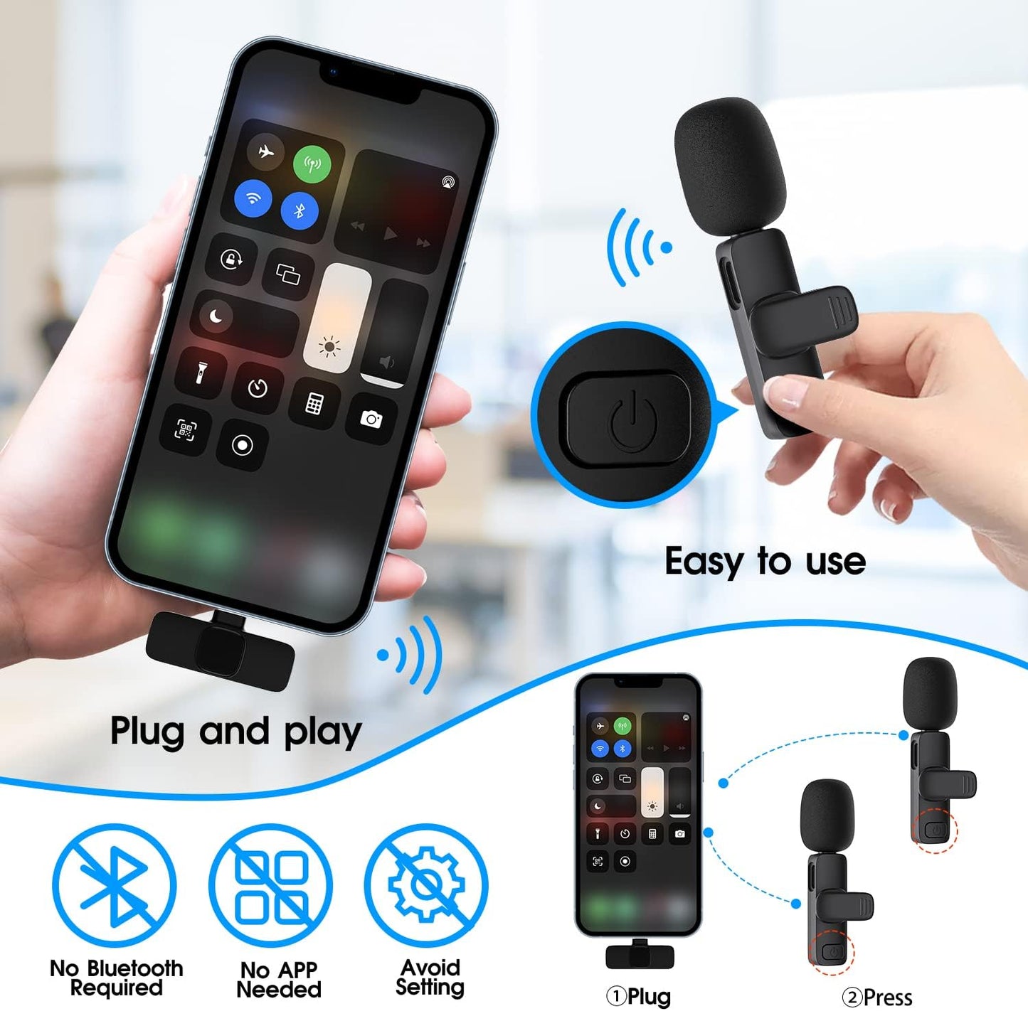 Skorter | 2-Pack wireless microphone for iPhone iPad