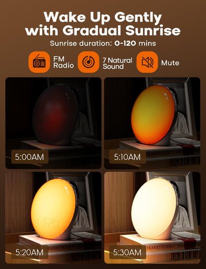 Skorter | GlowRise Natural Wake-Up Light Alarm Clock with Sunrise & Sunset Simulation