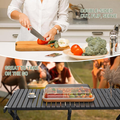 Skorter | Bamboo Charcuterie Serving Board with Locking Clear Lid – Savorya